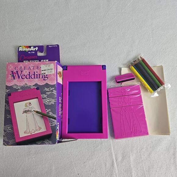 Rose Art Create A Wedding Fashion Maker Coloring Plates Travel Set Vintage '93 - Picture 1 of 5